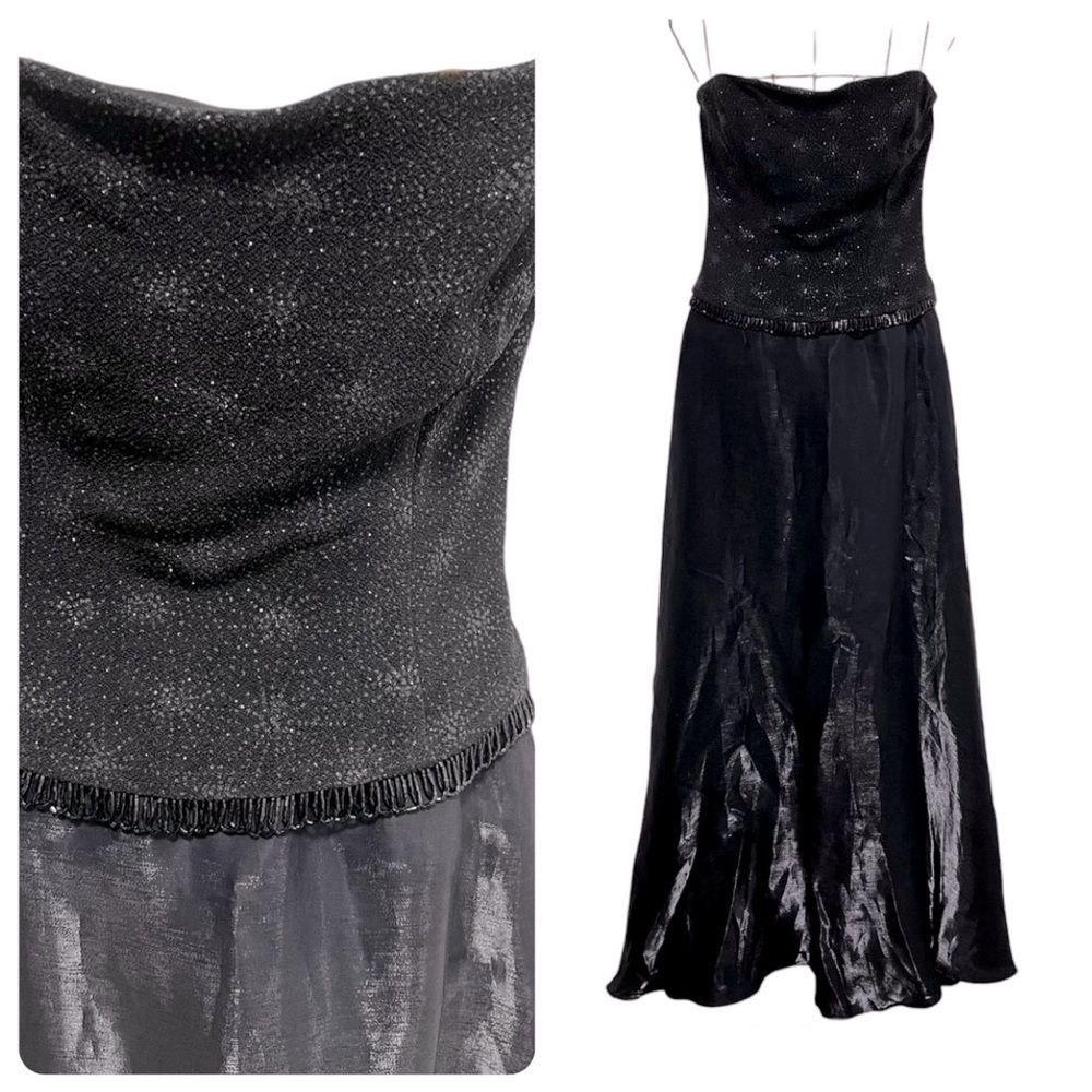 SCOTT MCLINTOCK Millennium 2000 Black Starburst Beaded Evening Gown Size 6